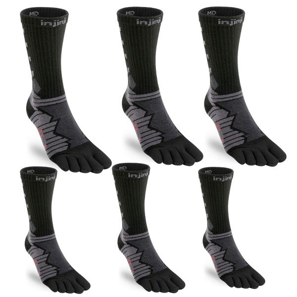 Injinji 6 Paar Ultra Run Crew Obsidian