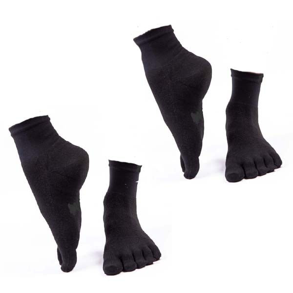 Running Zehensocken Crew Schwarz 2 Paar