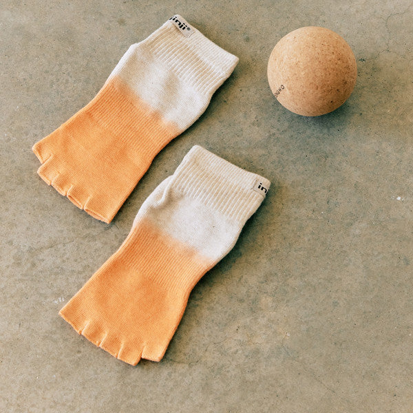 Injinji Studio Pointe Toeless Mini-Crew Oatmeal/Orange