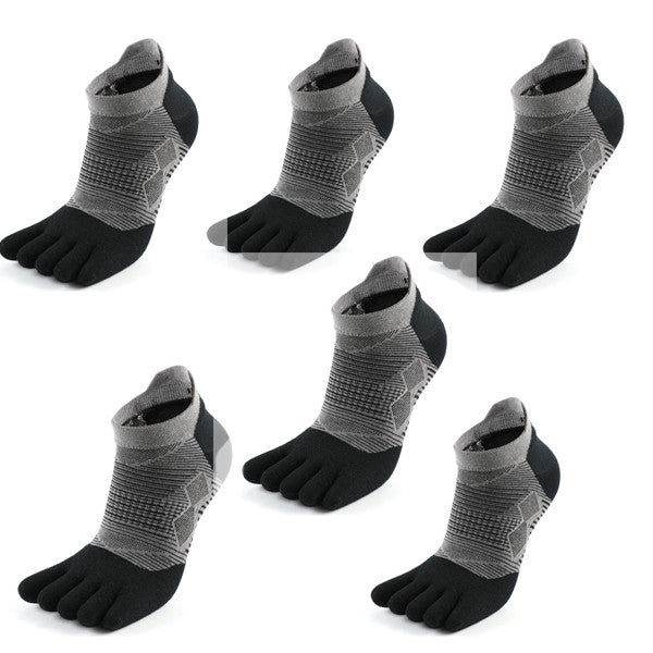 Sport Zehensocken No-Show Schwarz/Grau 6 Paar
