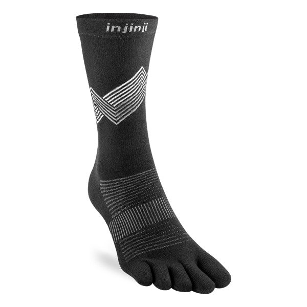 Chaussettes de course Injinji Run Crew noires à orteils