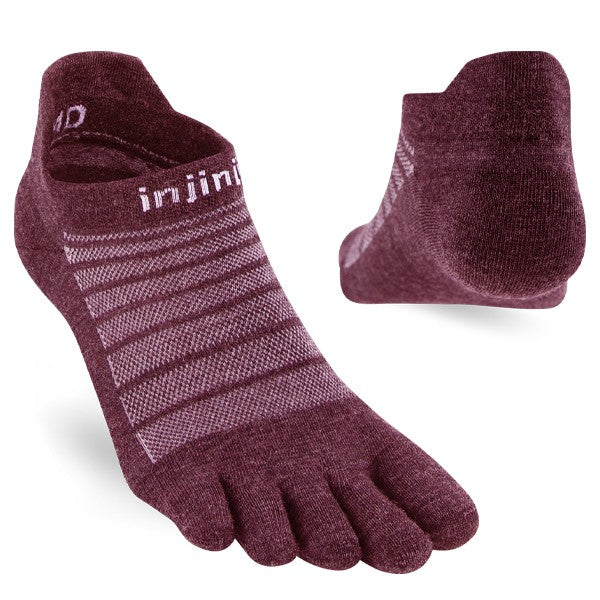 Injinji Run Nuwool No-Show - Zehensocken Garnet
